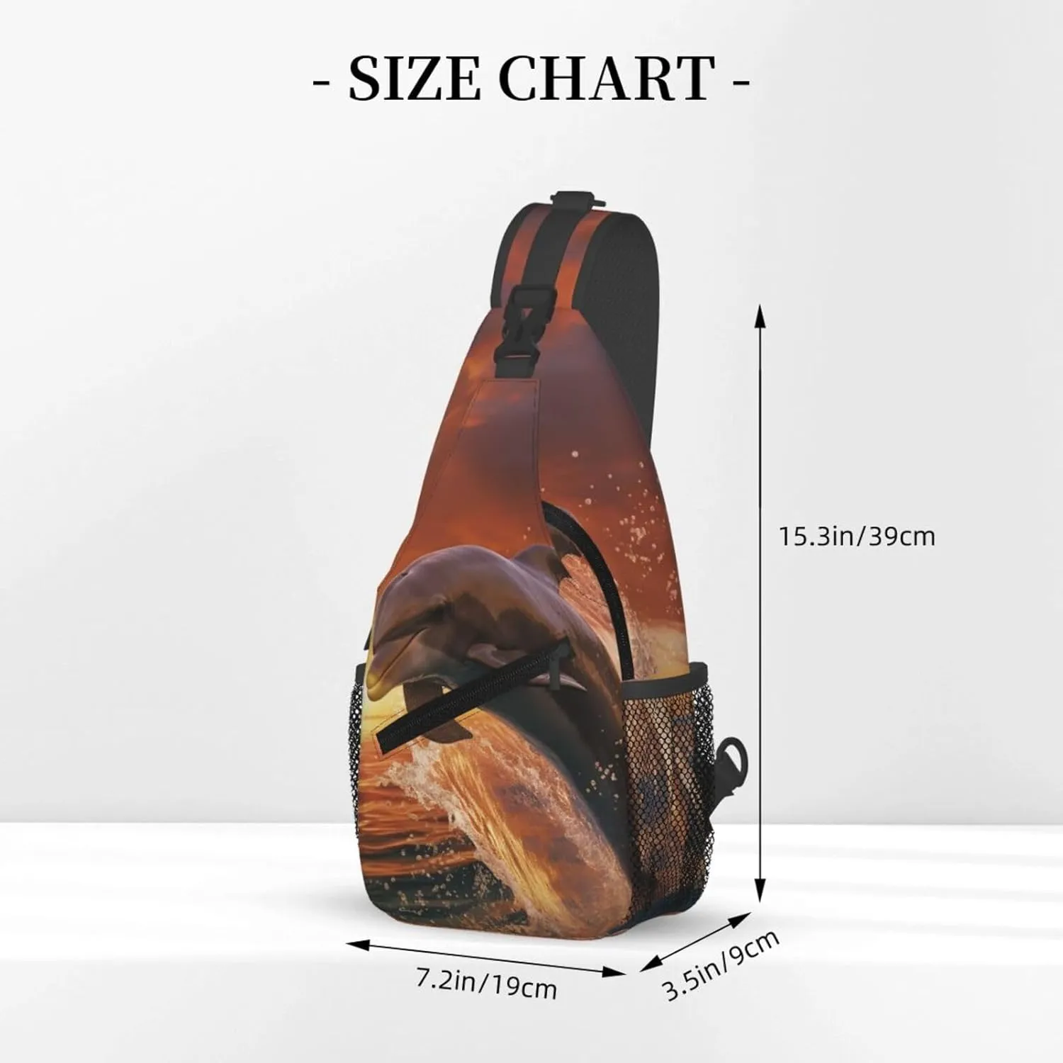 Crossbody Sling Backpack Sling Bag For Men Women Cross Chest Bag Shoulder Bag Dolphin Leaps Into The Sea Travel Hiking Daypack