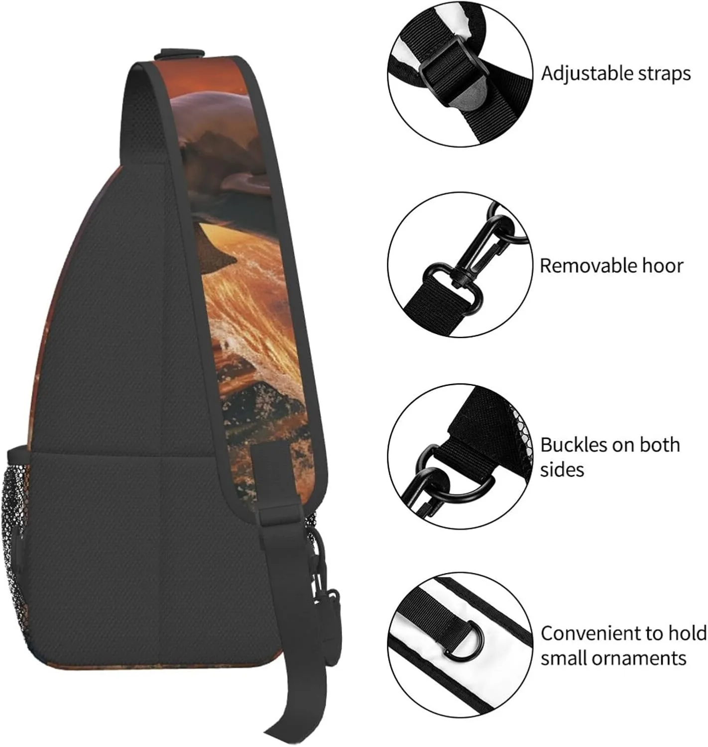 Crossbody Sling Backpack Sling Bag For Men Women Cross Chest Bag Shoulder Bag Dolphin Leaps Into The Sea Travel Hiking Daypack