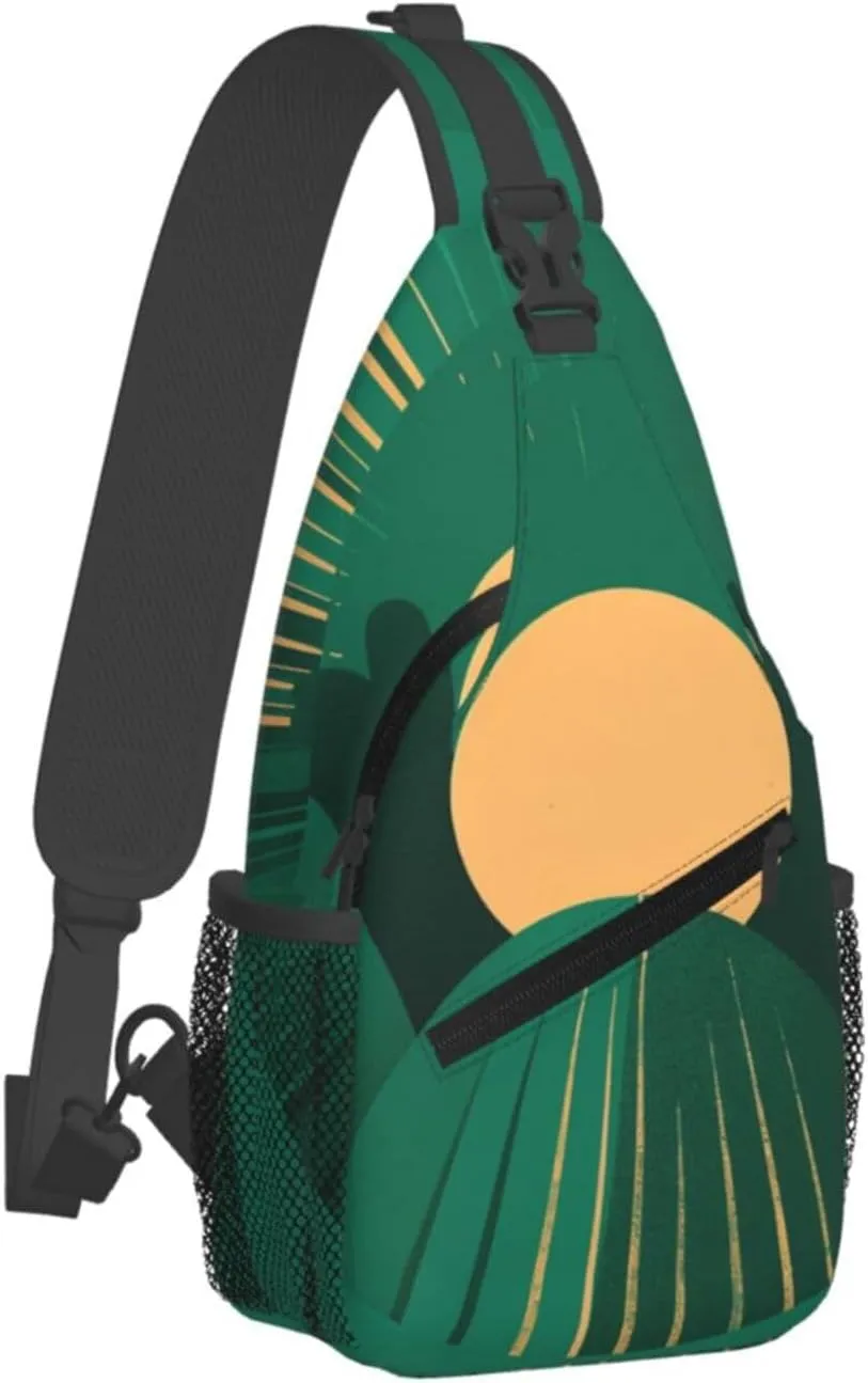 Crossbody Sling Backpack Sling Bag For Men Women Cross Chest Bag Shoulder Bag Green The Sun Travel Hiking Daypack