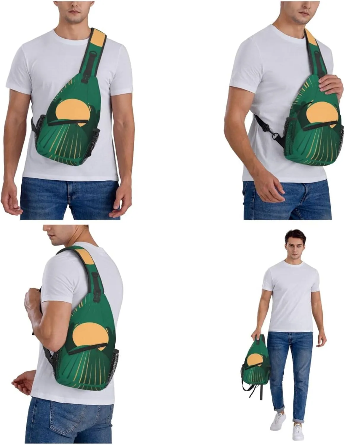 Crossbody Sling Backpack Sling Bag For Men Women Cross Chest Bag Shoulder Bag Green The Sun Travel Hiking Daypack
