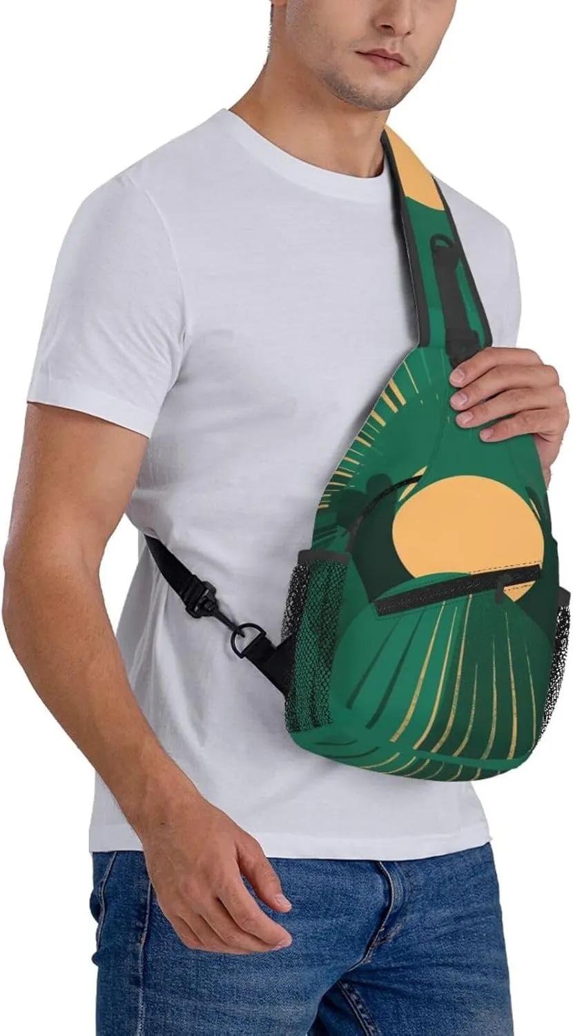 Crossbody Sling Backpack Sling Bag For Men Women Cross Chest Bag Shoulder Bag Green The Sun Travel Hiking Daypack