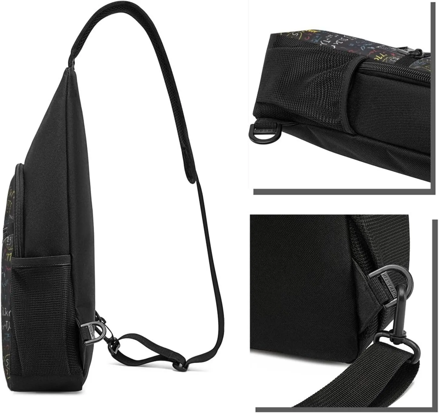 Crossbody Sling Backpack Sling Bag for Men Women Cross Chest Bag Shoulder Bag mathematics and physics Travel Hiking Daypack