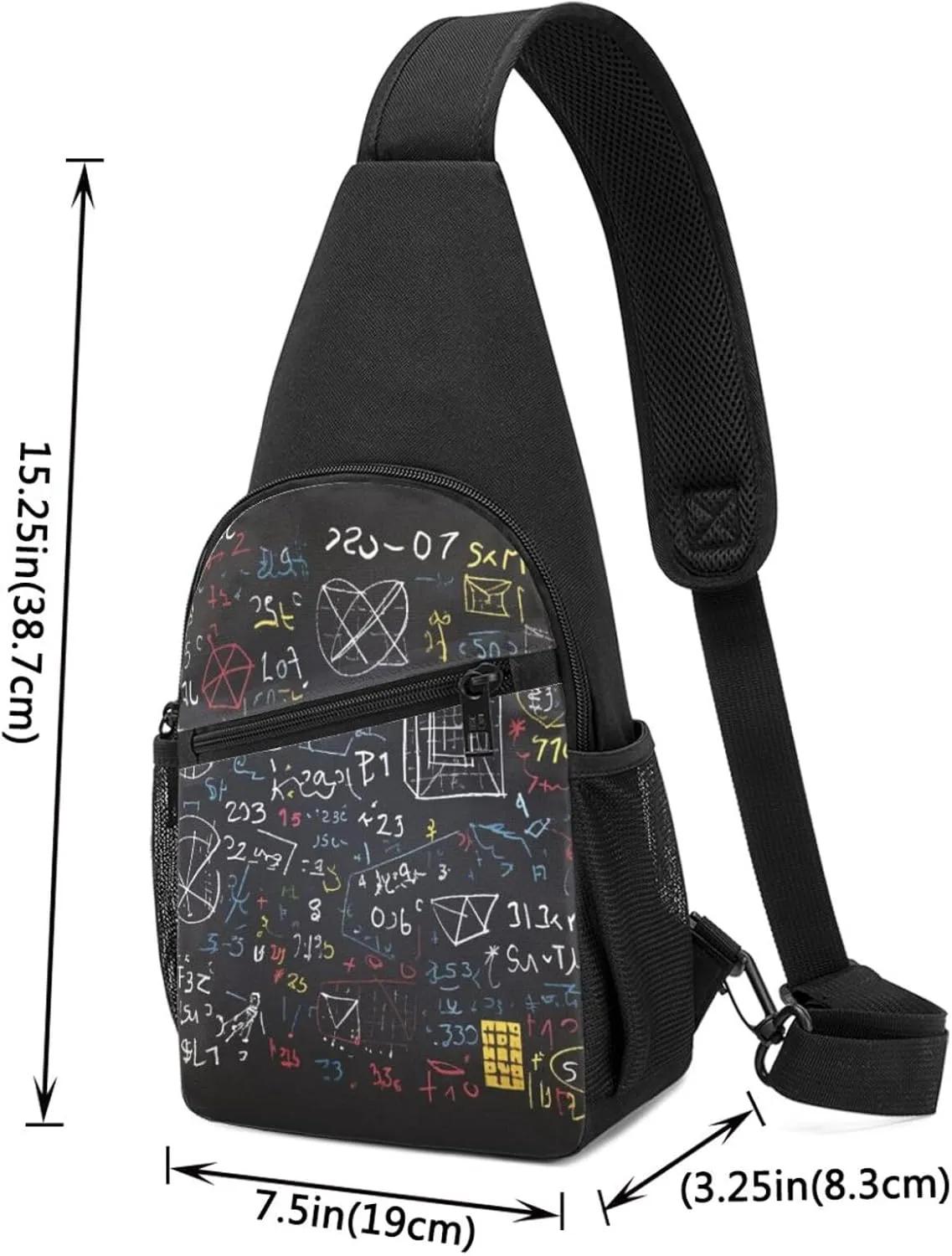 Crossbody Sling Backpack Sling Bag for Men Women Cross Chest Bag Shoulder Bag mathematics and physics Travel Hiking Daypack