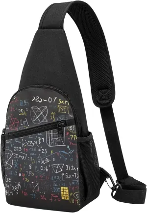 Crossbody Sling Backpack Sling Bag for Men Women Cross Chest Bag Shoulder Bag mathematics and physics Travel Hiking Daypack