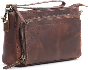 Crossbody Sling Bag for Men & Women Genuine Leather Shoulder Purse, Trendy Crossover Handbag Fanny Pack Waist Bags Organizer Stylish Multi Pocket Travel Gadget Holder for Daily Use