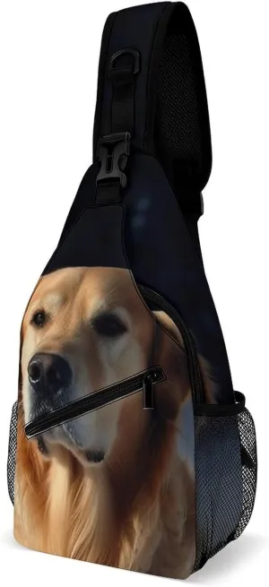 Crossbody Sling Bag Golden Retriever Crossbody Bags Casual Chest Bag Lightweight Fanny Packs Sling Purses with Adjustable Shoulder Strap for Travel Sport Running Hiking