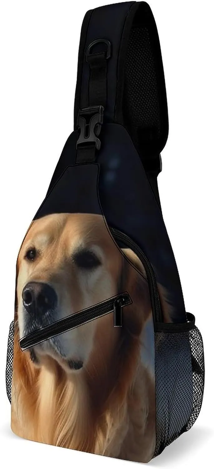 Crossbody Sling Bag Golden Retriever Crossbody Bags Casual Chest Bag Lightweight Fanny Packs Sling Purses with Adjustable Shoulder Strap for Travel Sport Running Hiking