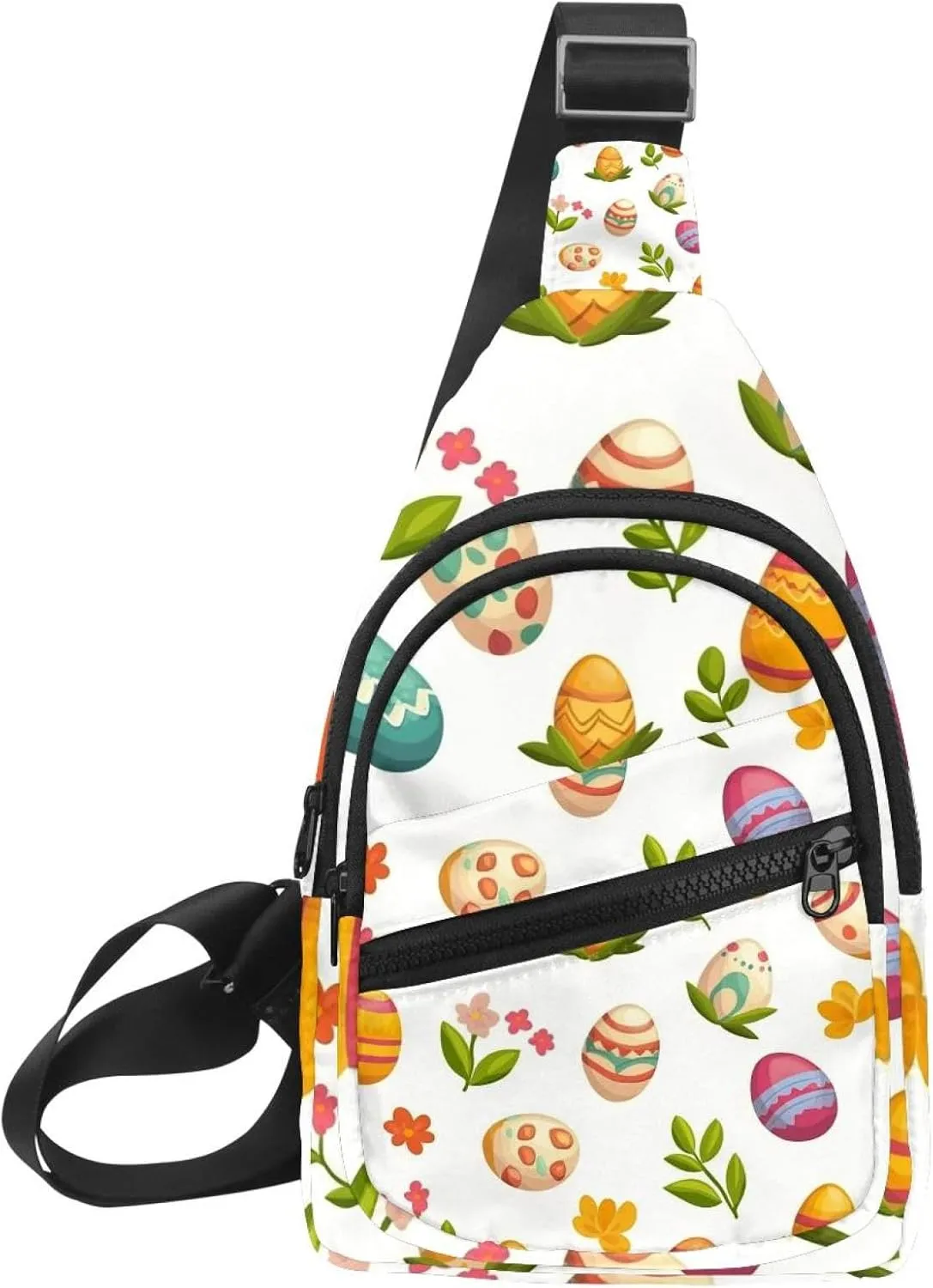 Crossbody Small Sling Bag Backpack for Women Men, Easter Painted Eggs Chest Daypack Crossbody Travel Sports Hiking