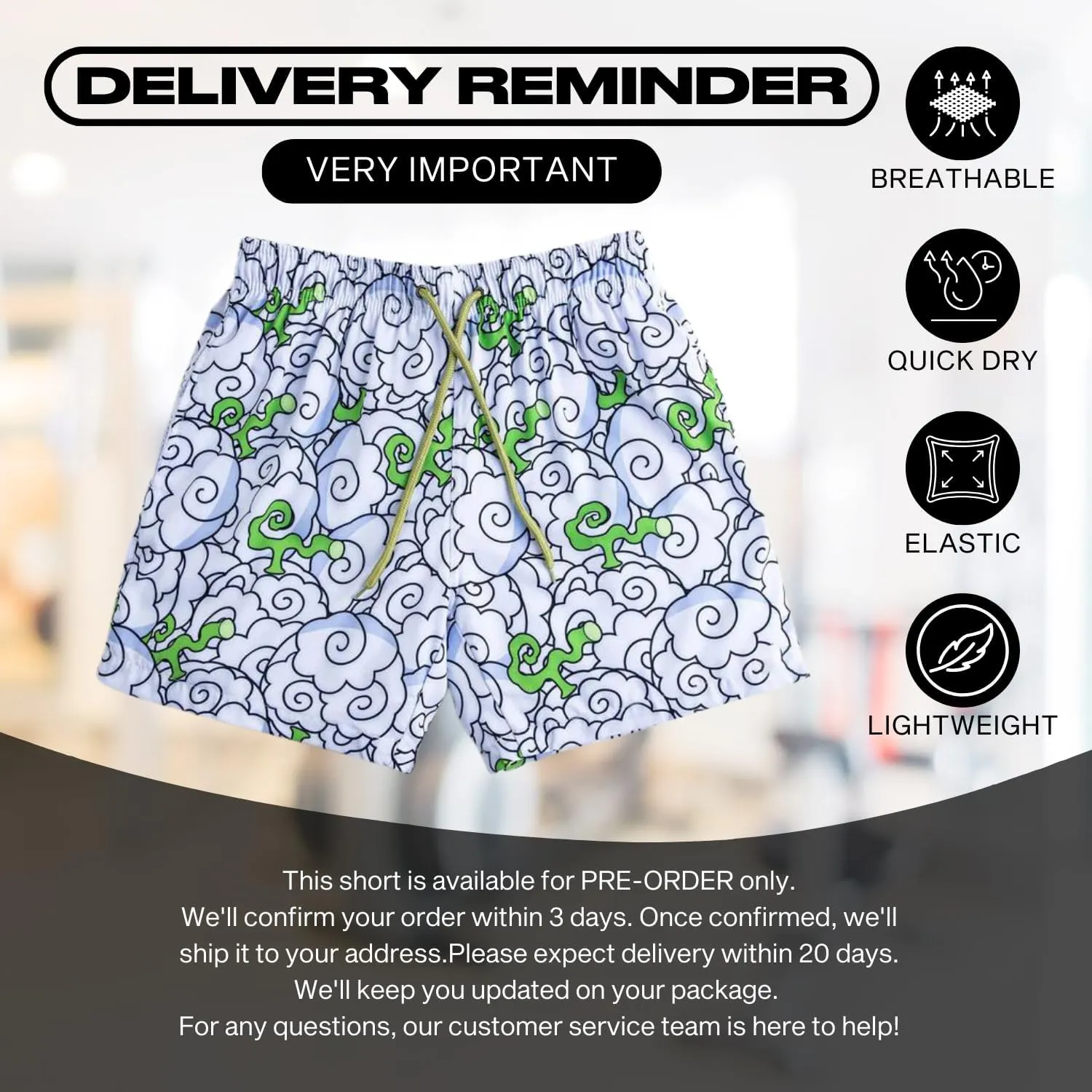 CROWN Anime Mesh Shorts - Breathable Workout Athletic Sport with Soft Pockets