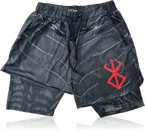 CROWN Anime Shorts - Breathable Stretch Compression Gym Mesh Short with Pockets and Towel Holder