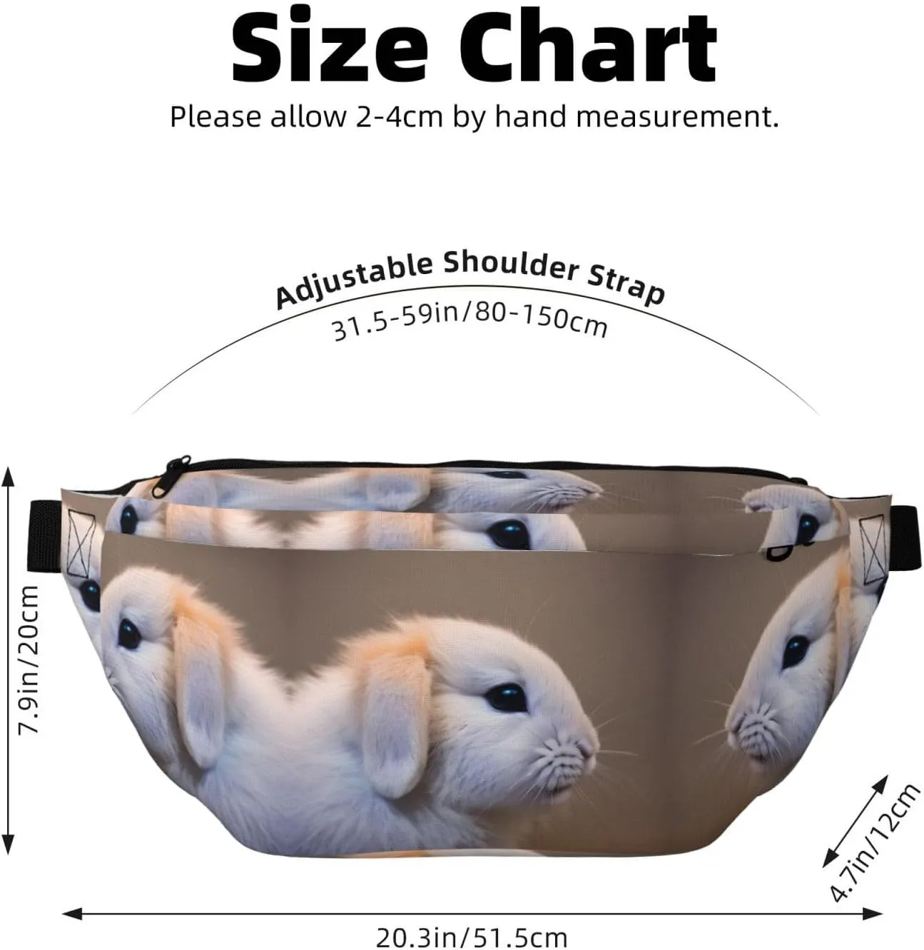 cry rabbit Multi-Purpose Fanny Pack and Crossbody Bag - High Capacity with Zipper Pockets, Ideal for Men and Women