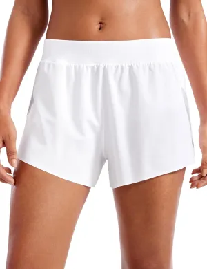CRZ YOGA Athletic Running Shorts for Women V Split Low Waisted Lightweight Gym Workout Athletic Shorts with Liner