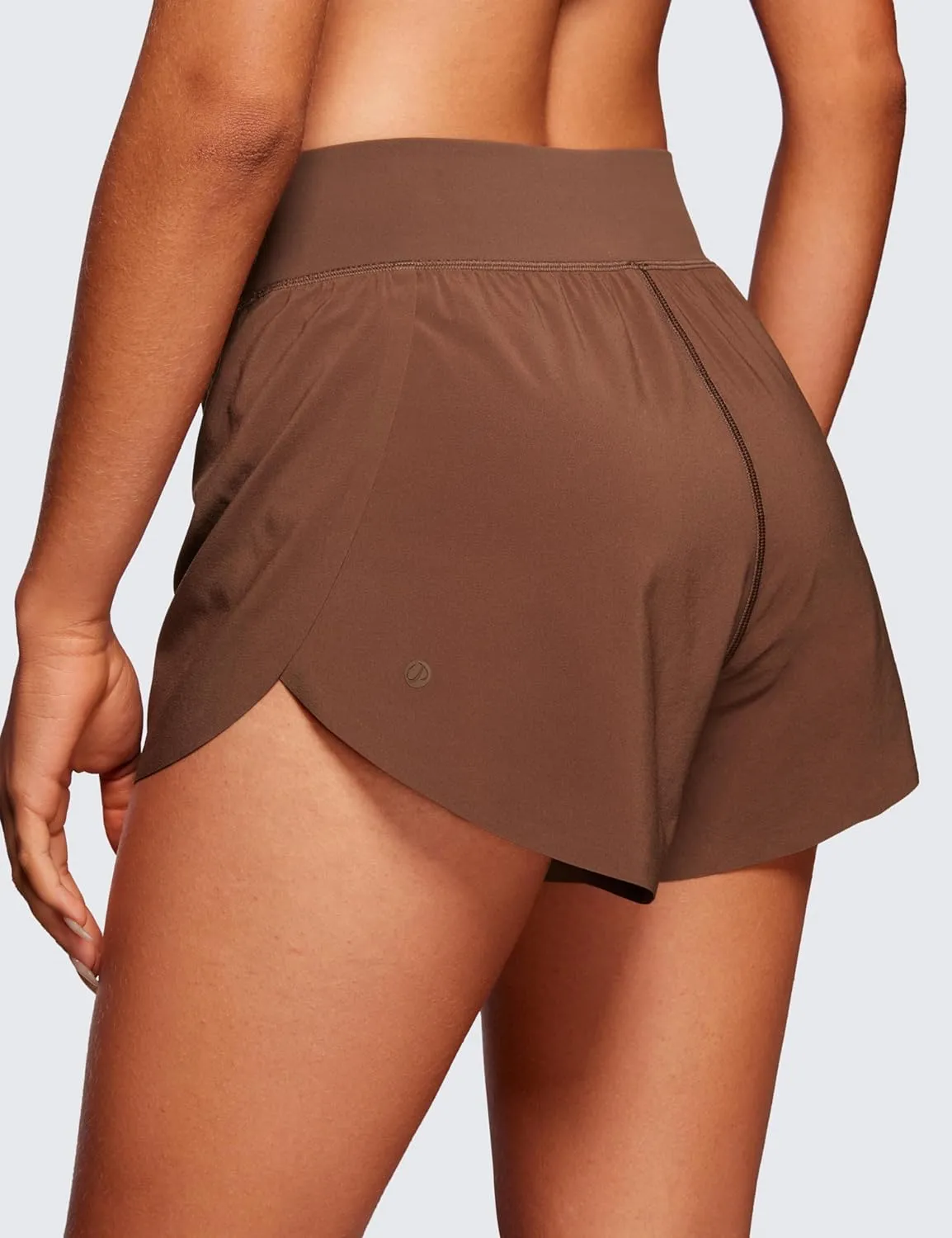 CRZ YOGA High Waisted Dolphin Athletic Running Shorts for Women 3" High Split Comfy Mesh Liner for Gym Workout Track