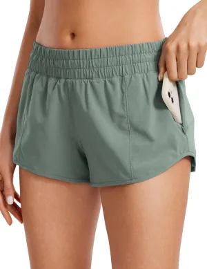 CRZ YOGA Women's Running Shorts Low Waisted 2.5" - Mesh Liner Quick Dry for Track Gym Athletic Workout with Zip Pocket