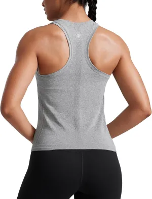 CRZ YOGA Womens Seamless Racerback Tank Scoop Neck Breathable Running Workout Tops Athletic Gym Sleeveless Shirts