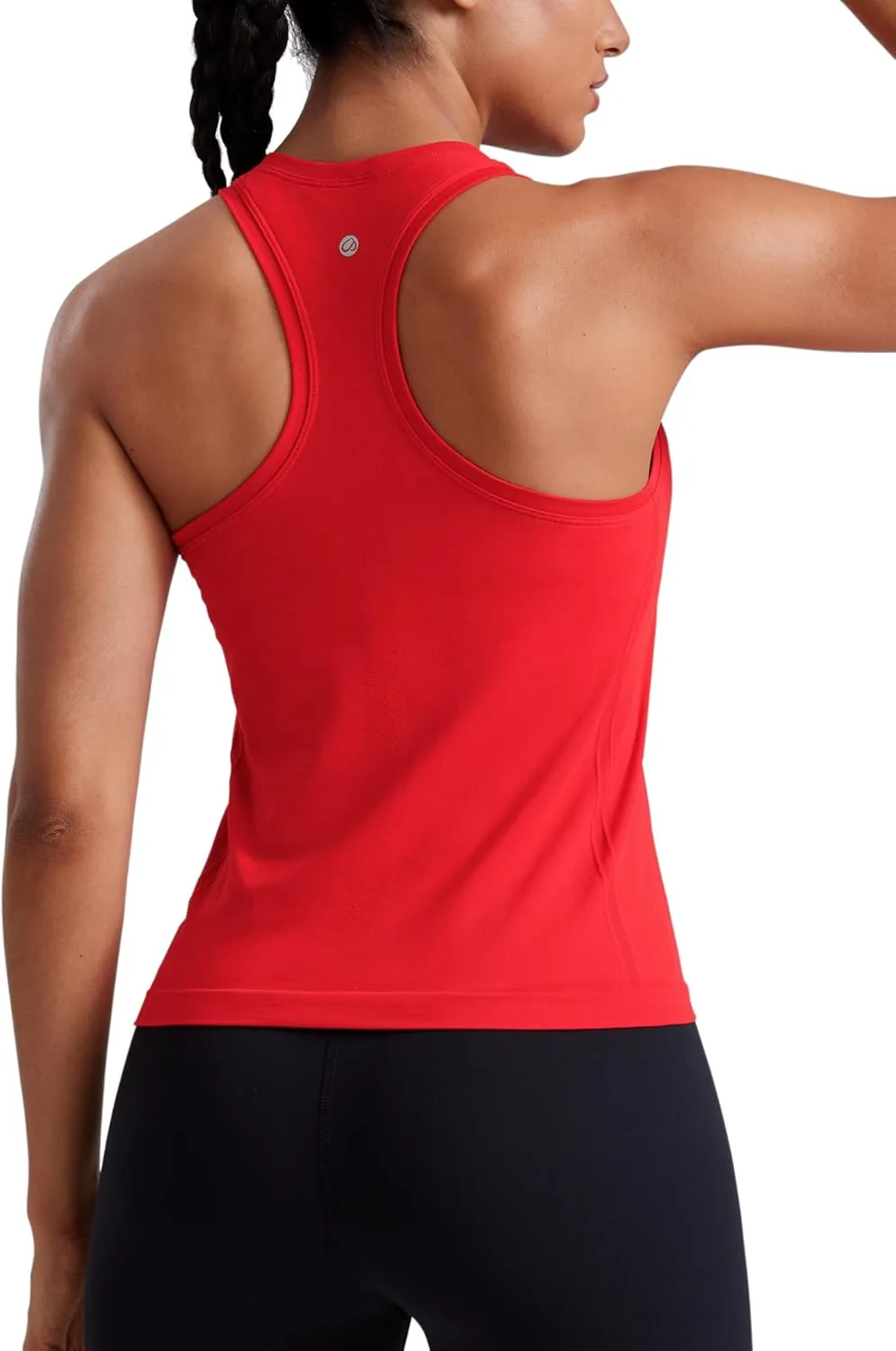 CRZ YOGA Womens Seamless Racerback Tank Scoop Neck Breathable Running Workout Tops Athletic Gym Sleeveless Shirts