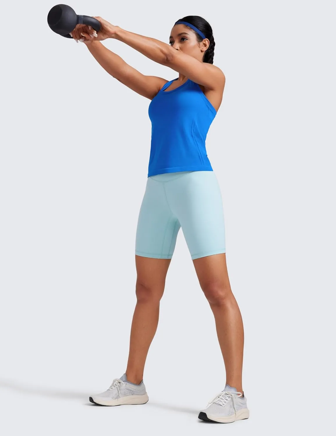 CRZ YOGA Womens Seamless Racerback Tank Scoop Neck Breathable Running Workout Tops Athletic Gym Sleeveless Shirts