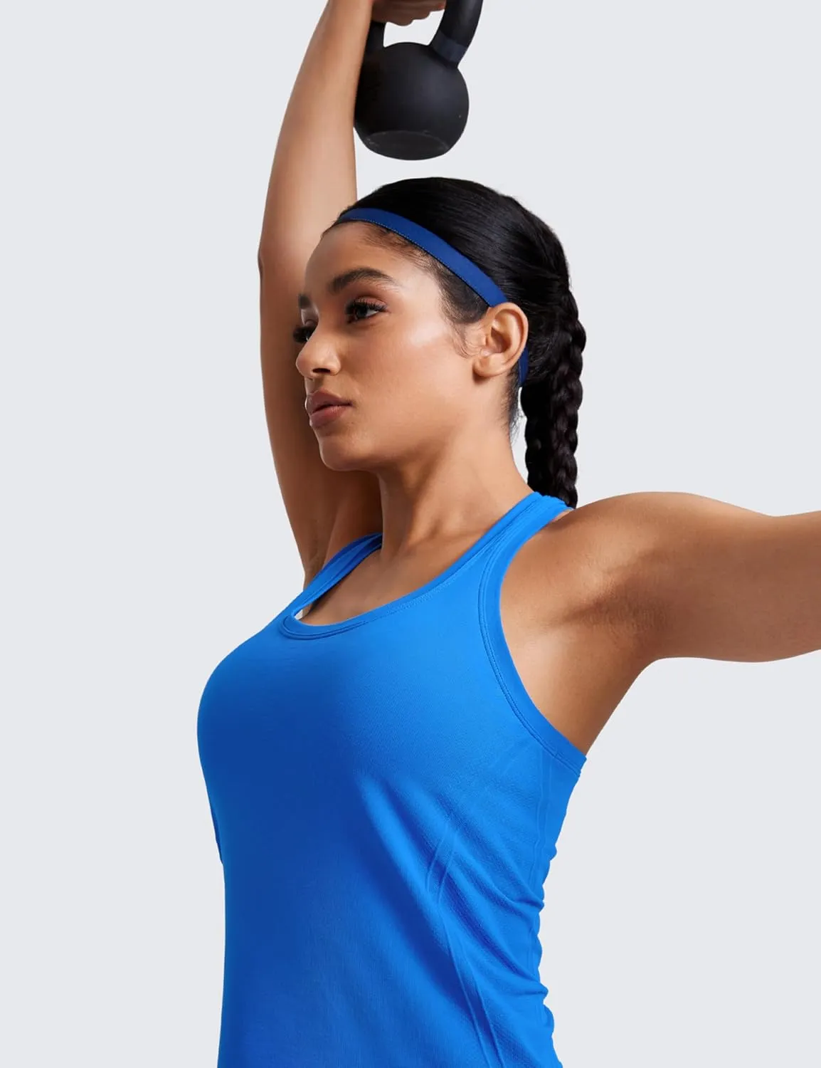CRZ YOGA Womens Seamless Racerback Tank Scoop Neck Breathable Running Workout Tops Athletic Gym Sleeveless Shirts