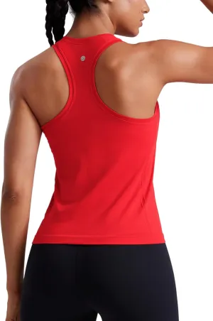 CRZ YOGA Womens Seamless Racerback Tank Scoop Neck Breathable Running Workout Tops Athletic Gym Sleeveless Shirts