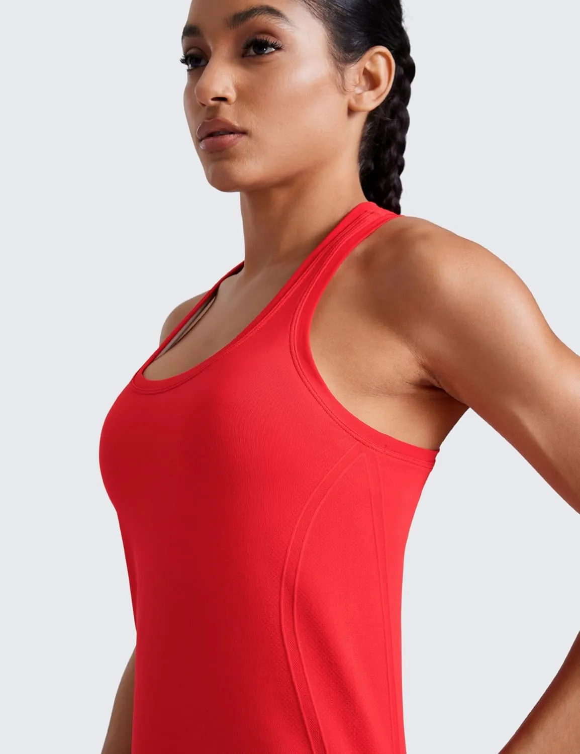 CRZ YOGA Womens Seamless Racerback Tank Scoop Neck Breathable Running Workout Tops Athletic Gym Sleeveless Shirts