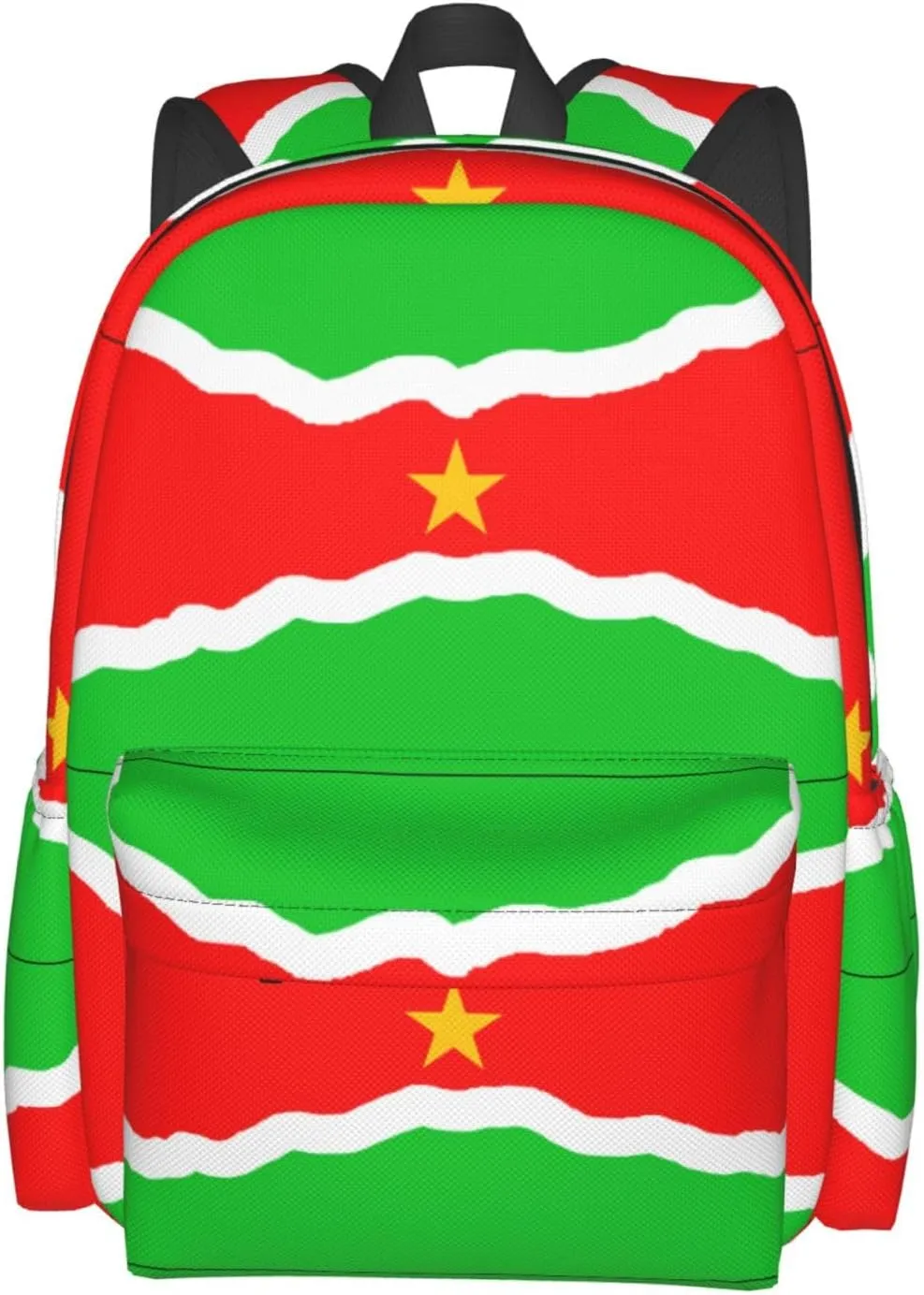 Curving Suriname Surinamese Flag Casual Backpack Large Capacity Travel Backpacks Laptop Daypack Commuter Rucksack Adjustable Strap Sports Bags for Hiking Biking