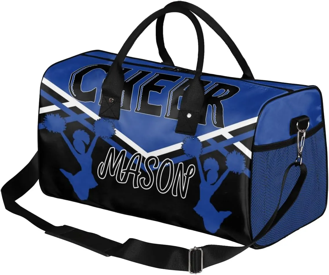 Custom Cheer Bags for Cheerleaders, Personalized Name Sport Gym Duffel Bags, Custom Travel Overnight Weekender Bag Personalized Cheerleading Gifts, Cobalt Blue