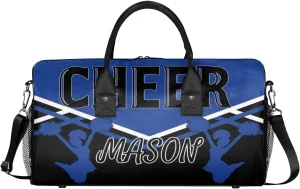 Custom Cheer Bags for Cheerleaders, Personalized Name Sport Gym Duffel Bags, Custom Travel Overnight Weekender Bag Personalized Cheerleading Gifts, Cobalt Blue