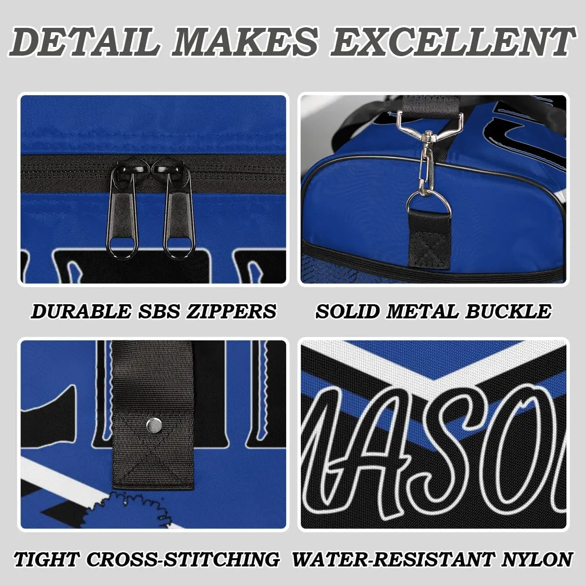 Custom Cheer Bags for Cheerleaders, Personalized Name Sport Gym Duffel Bags, Custom Travel Overnight Weekender Bag Personalized Cheerleading Gifts, Cobalt Blue
