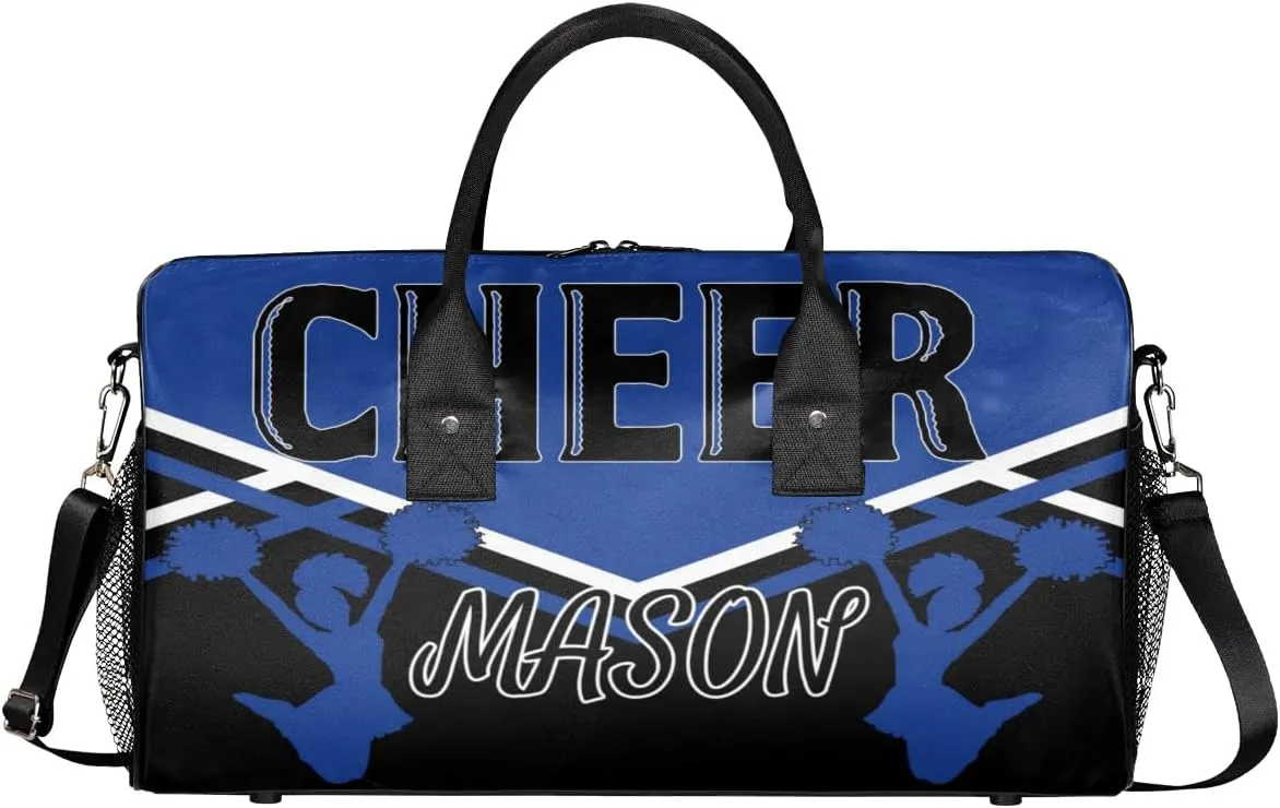Custom Cheer Bags for Cheerleaders, Personalized Name Sport Gym Duffel Bags, Custom Travel Overnight Weekender Bag Personalized Cheerleading Gifts, Cobalt Blue