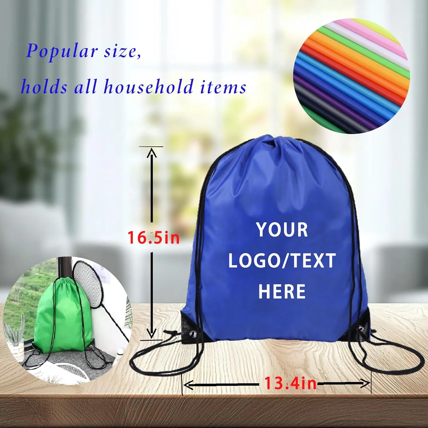 Custom Drawstring Backpacks with Custom Logos, Personalized Bulk Bags for Men,Women for Gym, Camping, Beach (Ordinary Drawstring Bag)