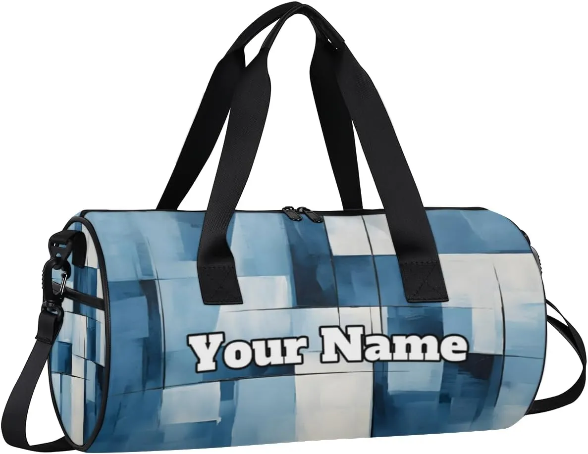 Custom Gym Bag for Women Men with Name, Personalized Abstract Art Duffel Bag for Sports, Waterproof Dance Bag, Lightweight Carryon Gym Bag, Modern Pattern
