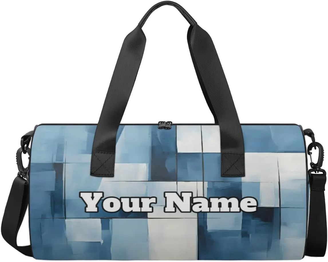 Custom Gym Bag for Women Men with Name, Personalized Abstract Art Duffel Bag for Sports, Waterproof Dance Bag, Lightweight Carryon Gym Bag, Modern Pattern