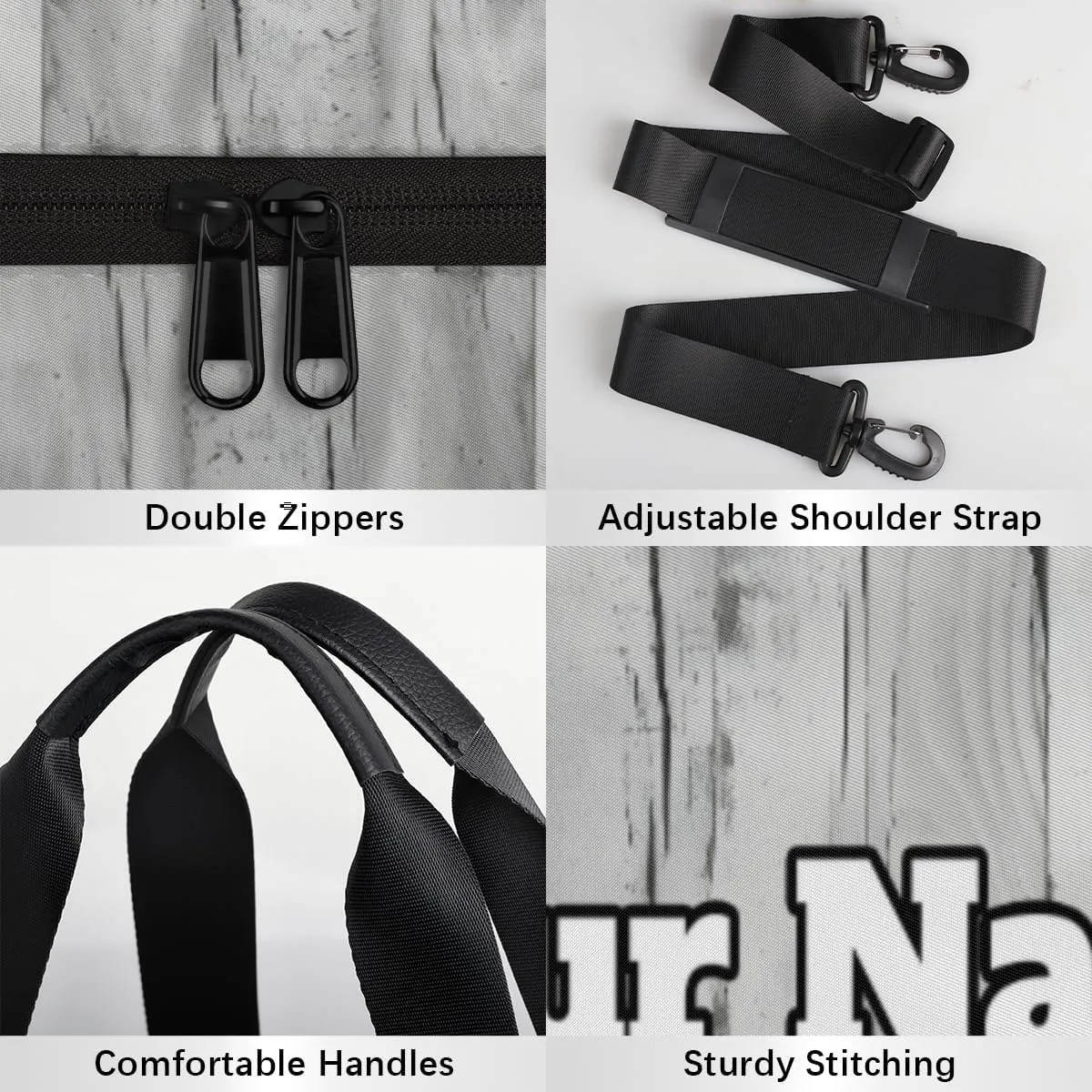 Custom Gym Bag for Women Men with Name, Personalized Wood Grain Duffel Bag for Sports, Waterproof Dance Bag, Lightweight Carryon Gym Bag, Wood
