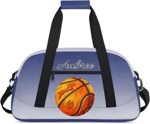 Custom Name Sports Bag, Personalized Balls Sports Gym Duffel Bag, Travel Weekender Tote Carry-On Training Perform Bag, Cobalt Blue Gradient