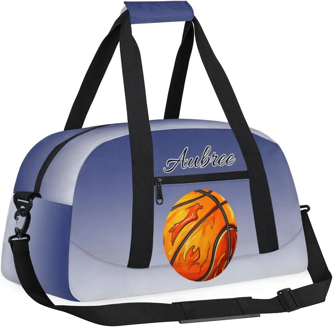 Custom Name Sports Bag, Personalized Balls Sports Gym Duffel Bag, Travel Weekender Tote Carry-On Training Perform Bag, Cobalt Blue Gradient