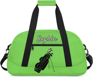 Custom Name Sports Bag, Personalized Balls Sports Gym Duffel Bag, Travel Weekender Tote Carry-On Training Perform Bag, Grass Green