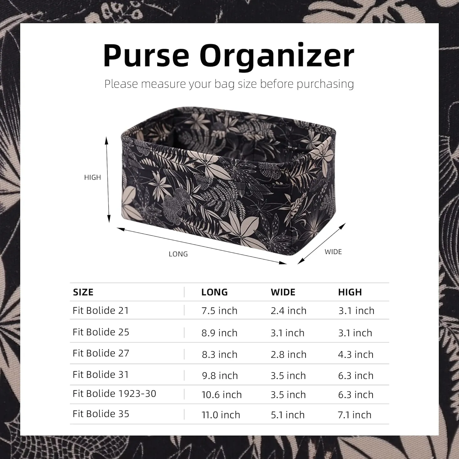 custom purse organizer or pillow insert for Bolide 21/25/27/31/35/1923 Bags,offering 27 pattern to choose