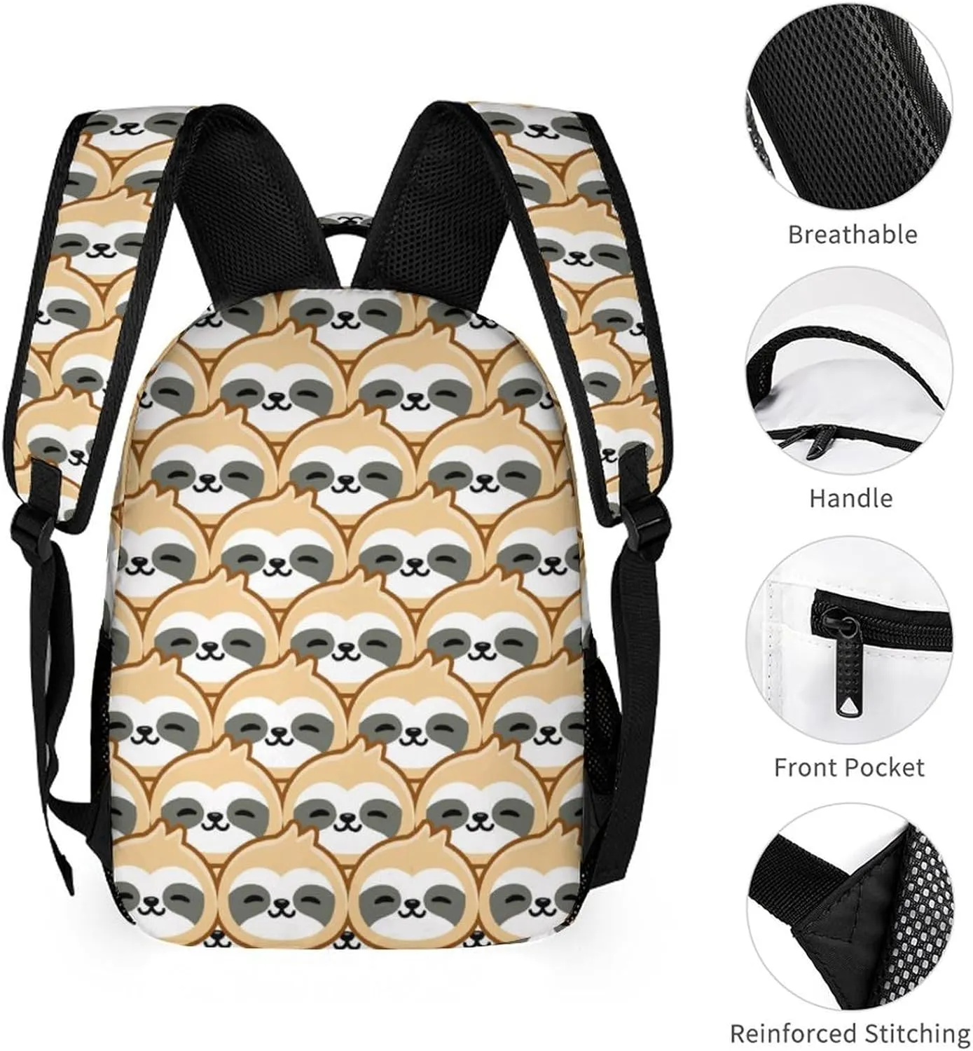 Custom Sloth Backpack for Kids Girls Boys School, 16 Inches Cute Sloths Theme Bookbag, Adjustable, Lightweight, Large Capacity, Colorful Daily Casual Backpacks