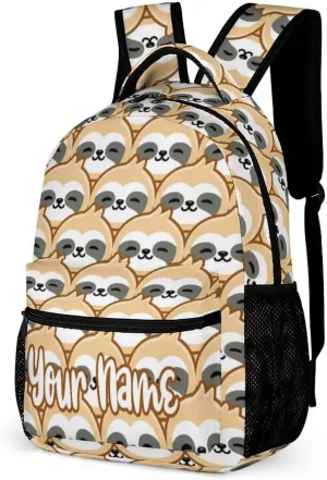 Custom Sloth Backpack for Kids Girls Boys School, 16 Inches Cute Sloths Theme Bookbag, Adjustable, Lightweight, Large Capacity, Colorful Daily Casual Backpacks