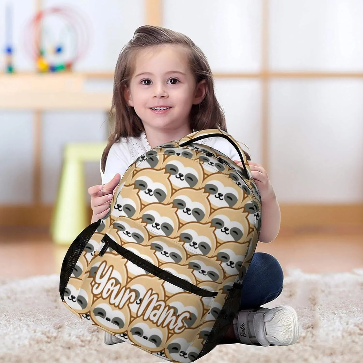 Custom Sloth Backpack for Kids Girls Boys School, 16 Inches Cute Sloths Theme Bookbag, Adjustable, Lightweight, Large Capacity, Colorful Daily Casual Backpacks