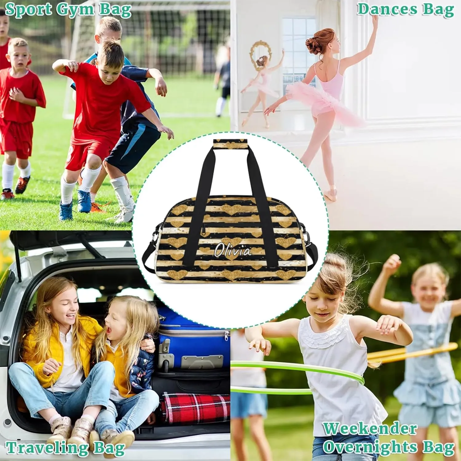 Custom Sports Gym Bag Personalized Name Travel Duffel Bag