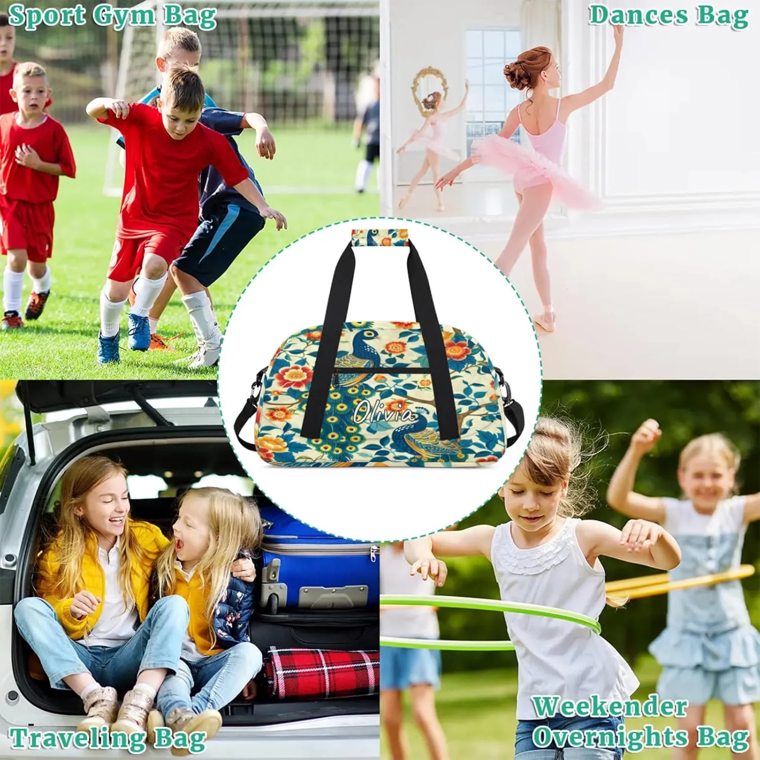 Custom Sports Gym Bag Personalized Name Travel Duffel Bag