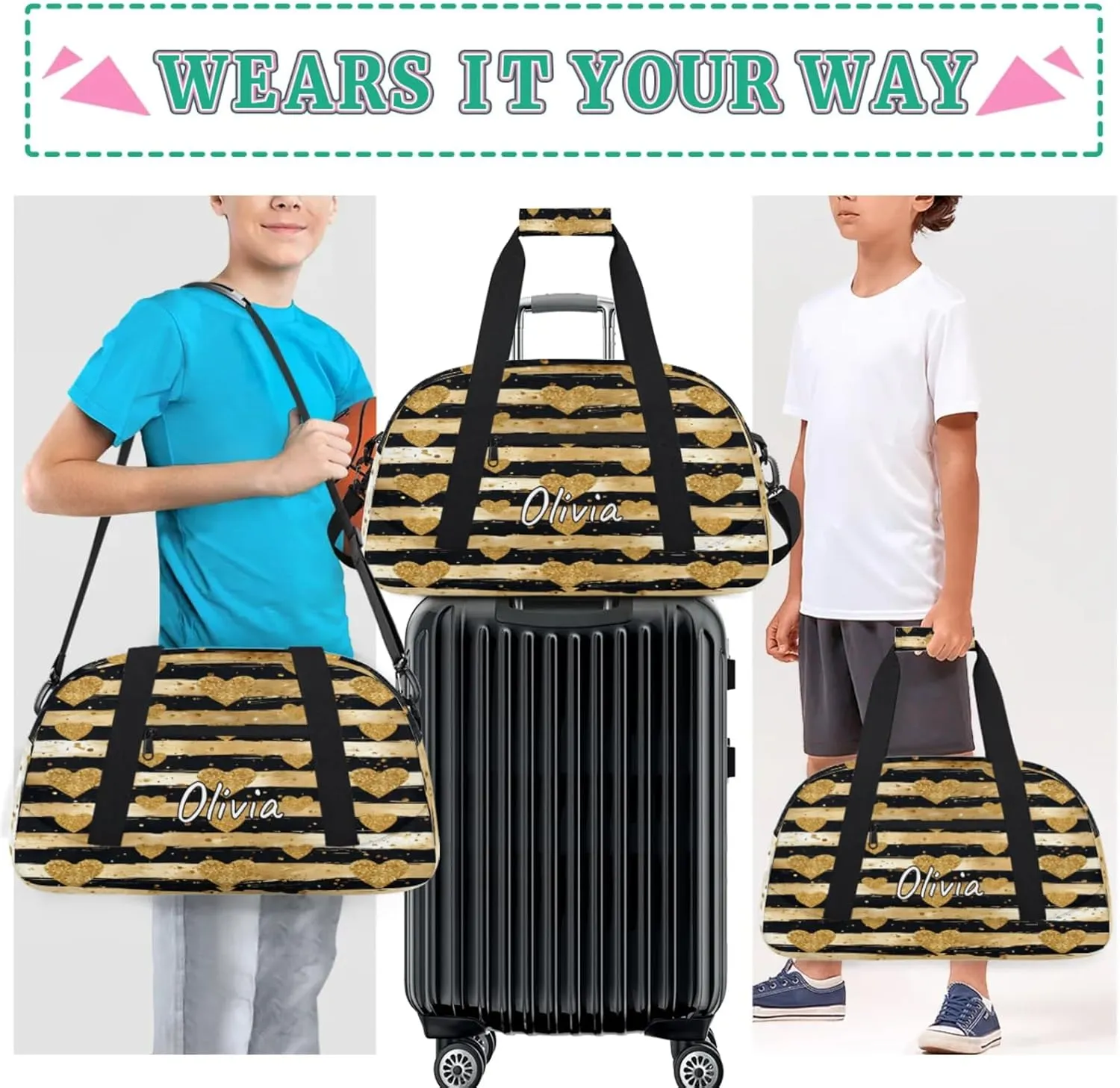 Custom Sports Gym Bag Personalized Name Travel Duffel Bag