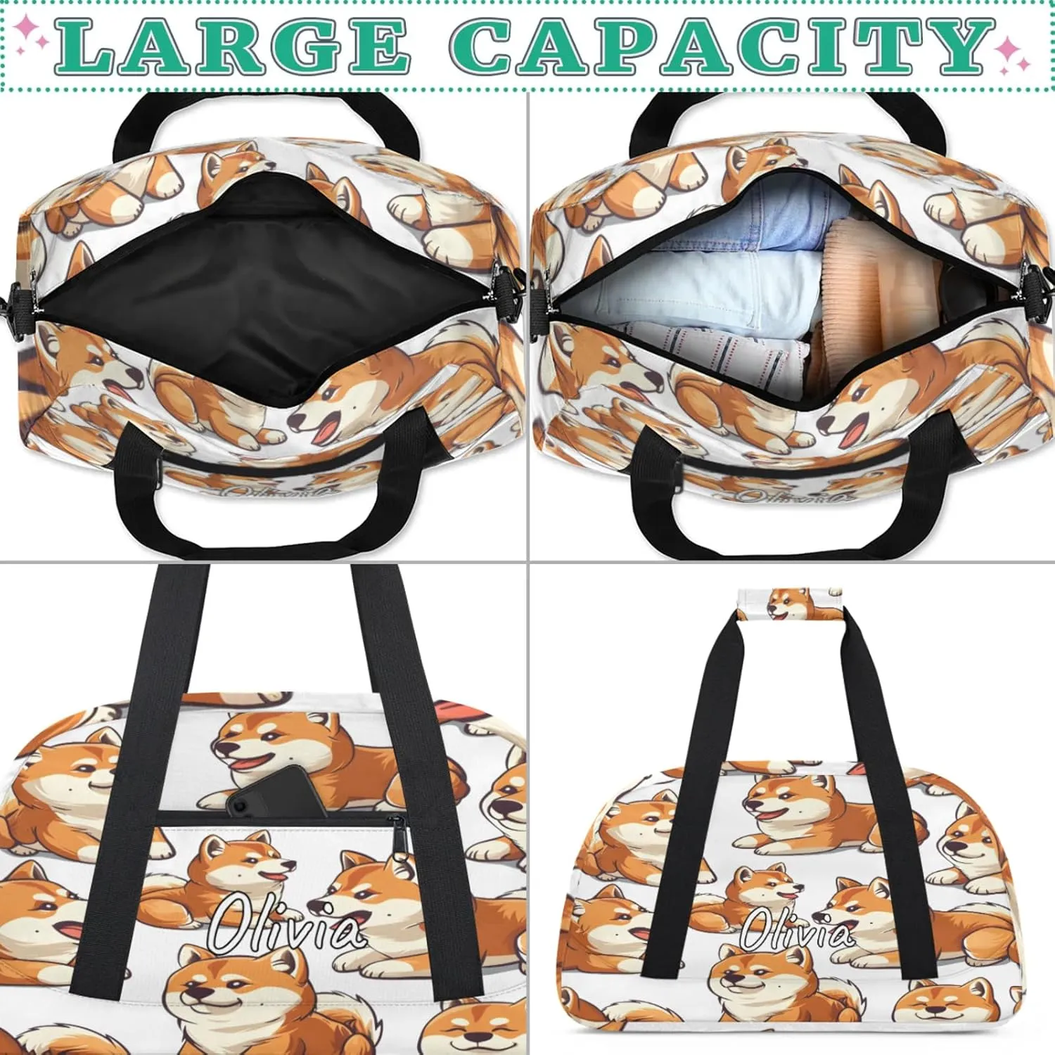 Custom Sports Gym Bag Personalized Name Travel Duffel Bag