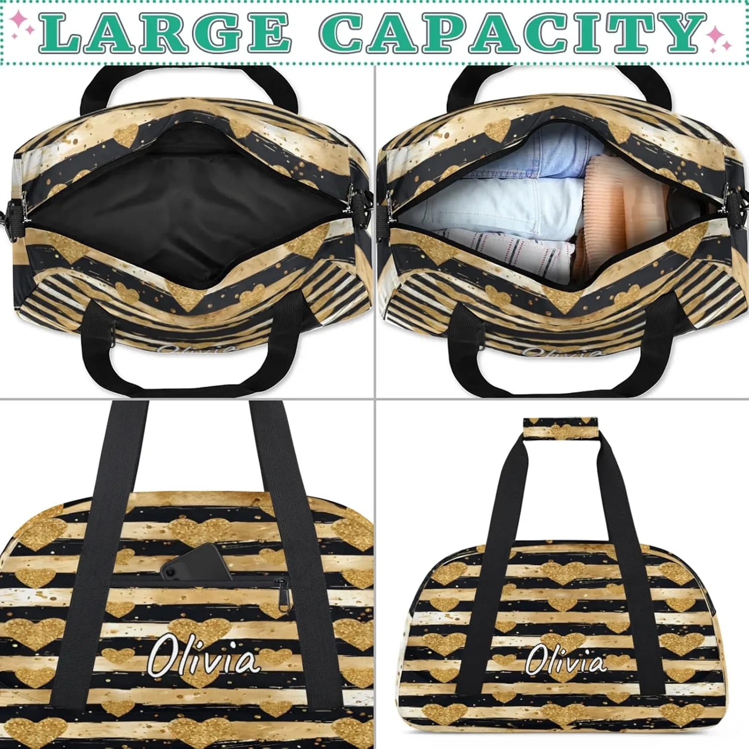 Custom Sports Gym Bag Personalized Name Travel Duffel Bag