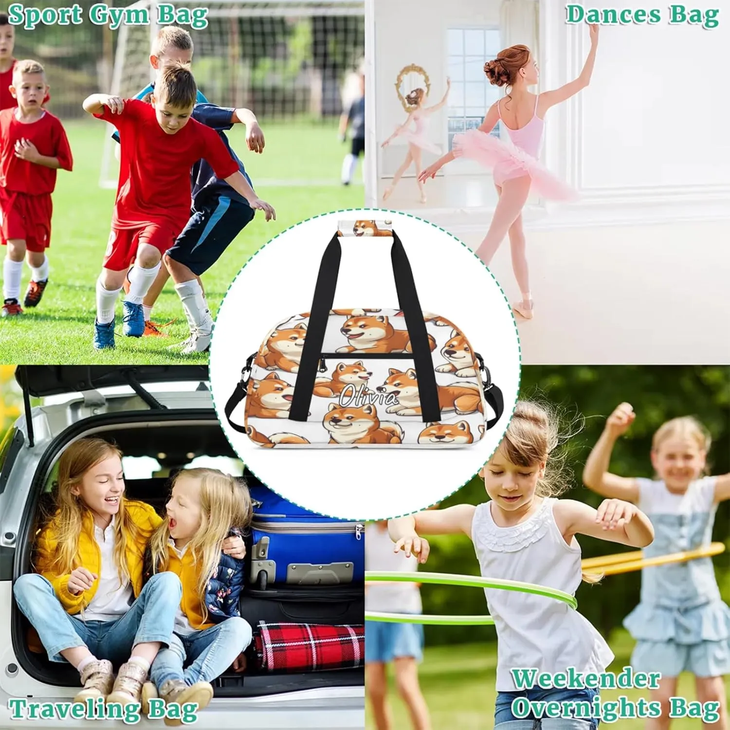 Custom Sports Gym Bag Personalized Name Travel Duffel Bag