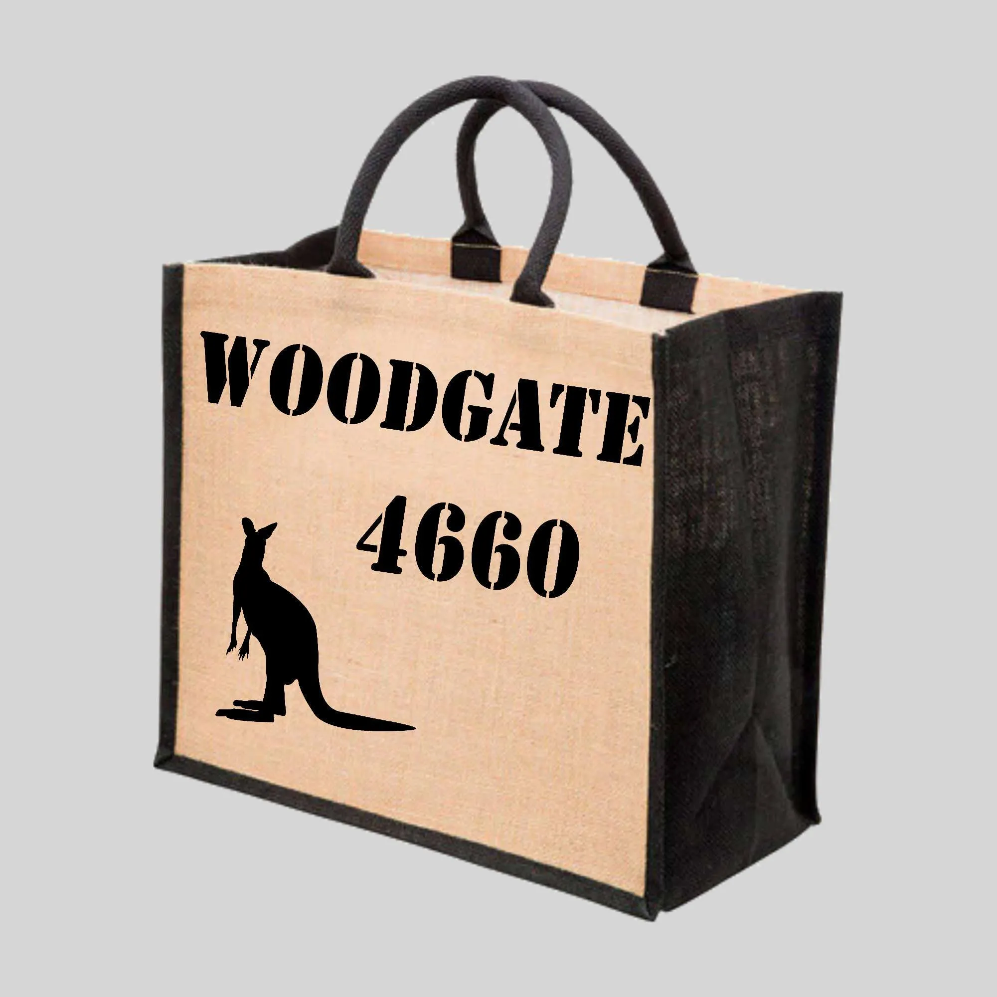 Custom YOUR CITY and POST CODE and Animal , Shopping Bag, Jute Tote Bag