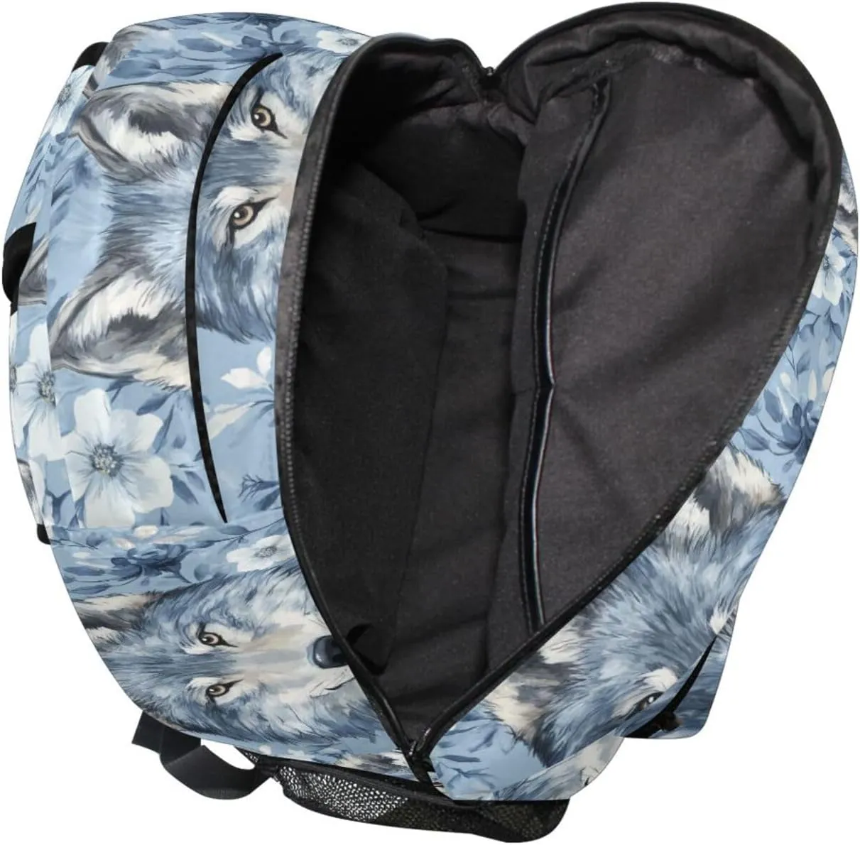 Cute Backpack for Teenager Waterproof Stylish Travel Bags with Chest Strap Gift Men & Women Cartoon Cute Wolf Blue