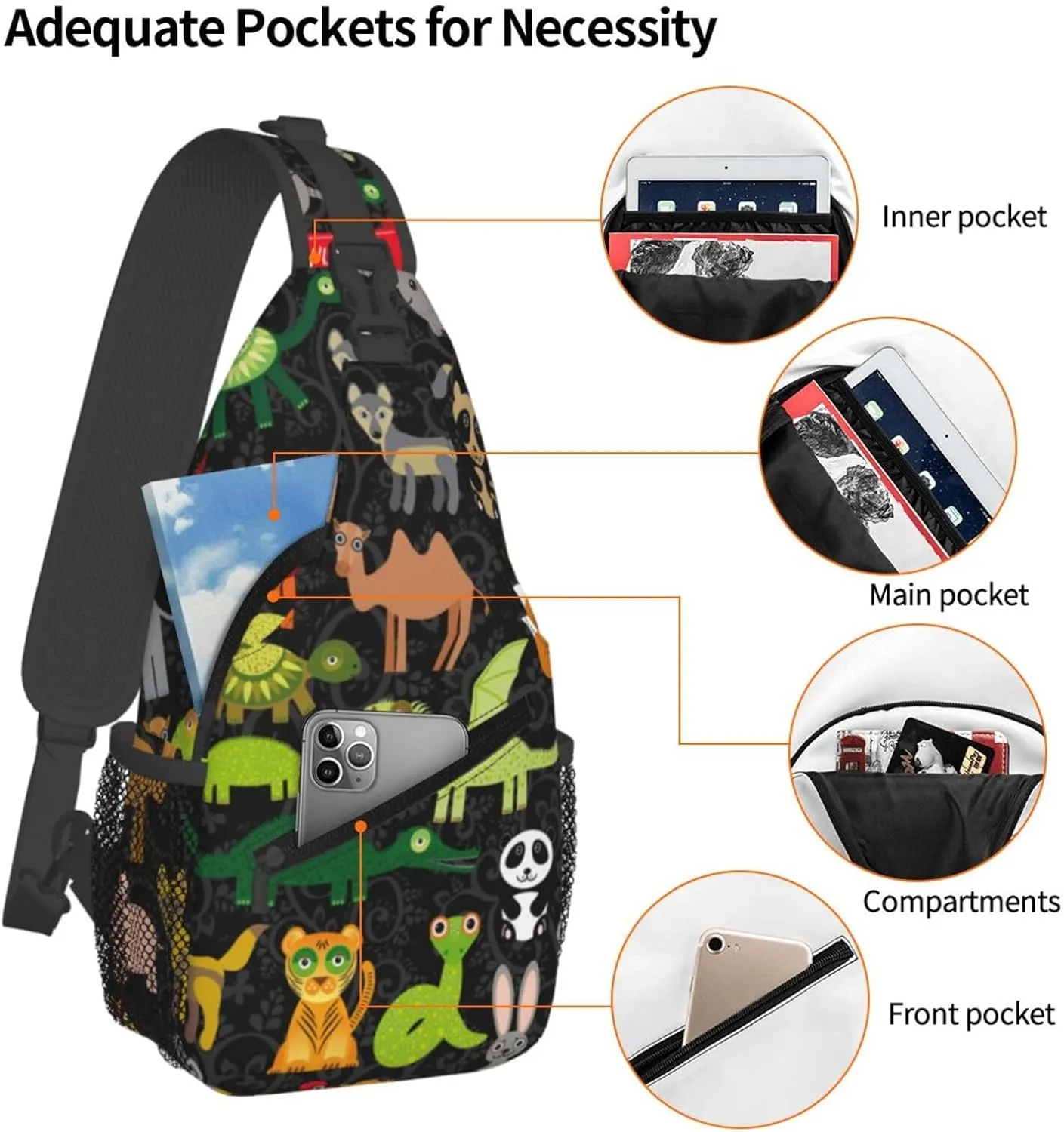 Cute Bow Men's Crossbody Chest Bag Adjustable Sling Shoulder Bags Backpack for Women Travel Sport