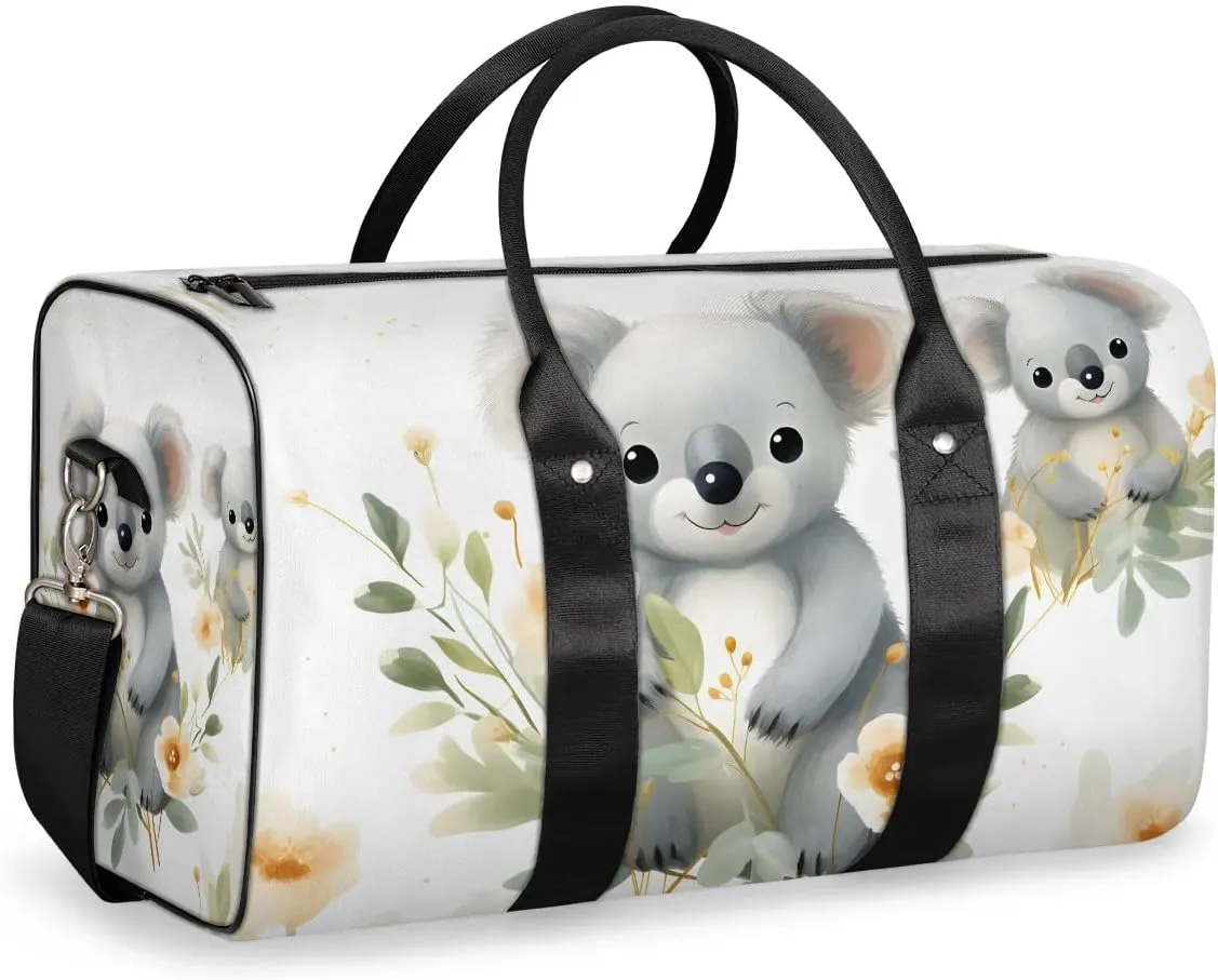 Cute Cartoon Koala Travel Duffel Bag for Women Men Waterproof Foldable Overnight Weekender Bag Large Capacity Sports Gym Bag